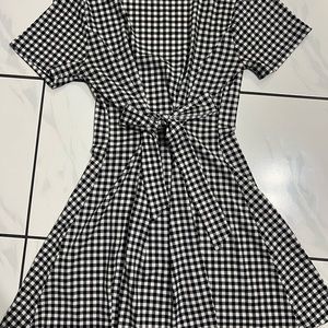 Forever 21  Plaid Black and White Mini Dress Button Up